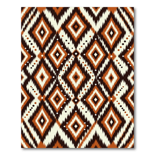 Burnt Orange Brown Abstract Geometric Diamond Rug