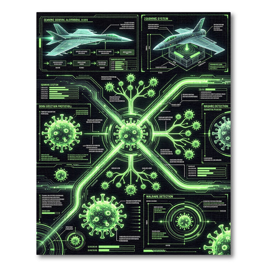 Cybernetic Green Virus Radar Interface Rug