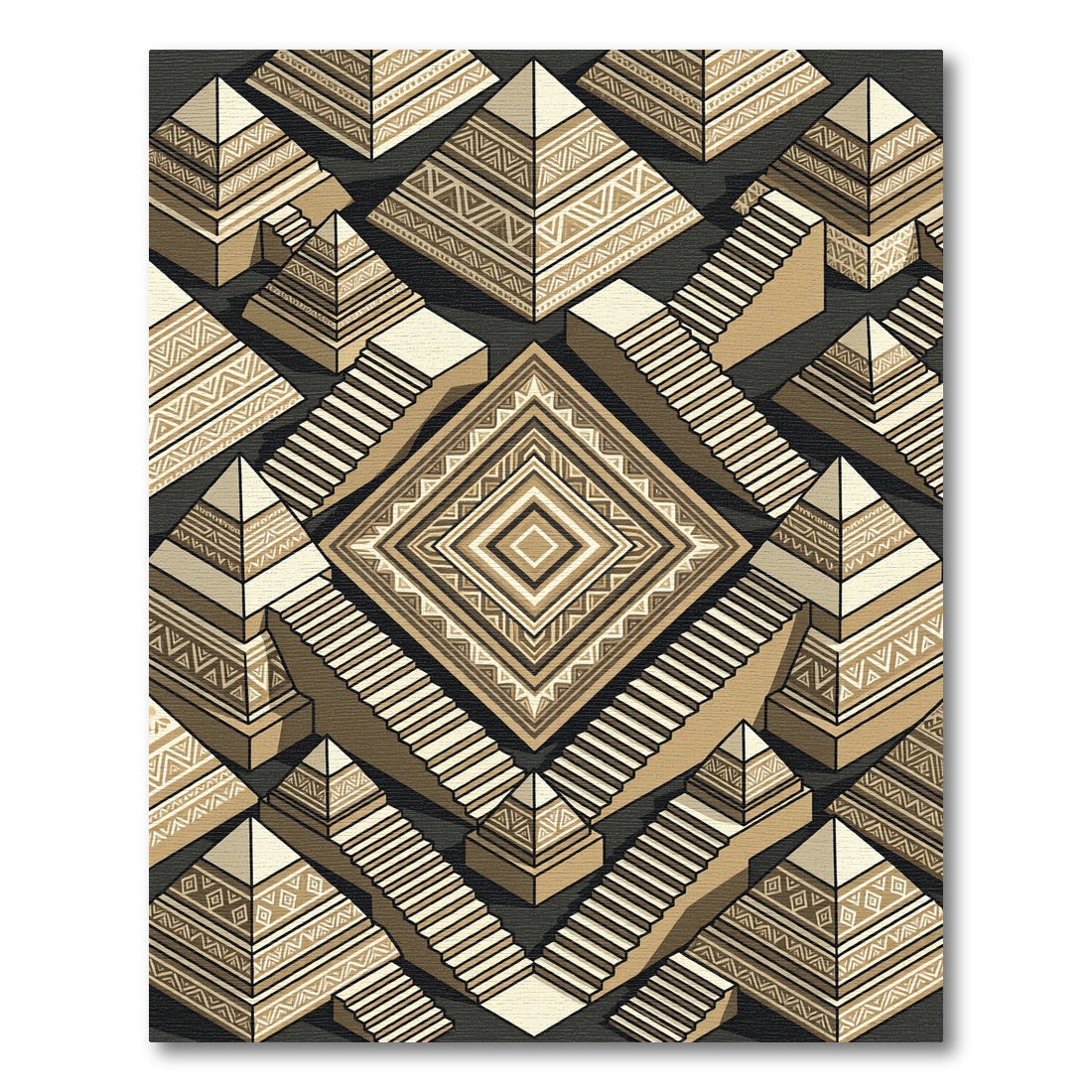 Geometric Tribal Pyramid Stairs Rug