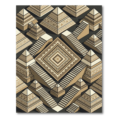Geometric Tribal Pyramid Stairs Rug