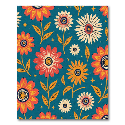 Teal Daisy Floral Sunburst Rug