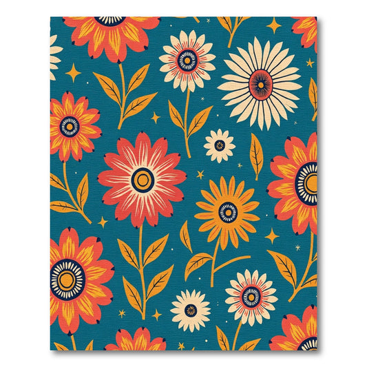 Teal Daisy Floral Sunburst Rug