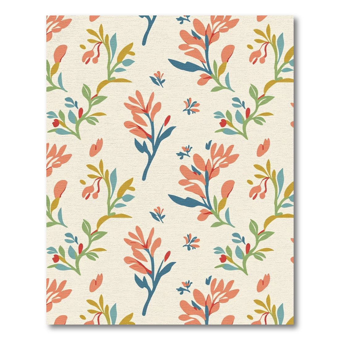 Coral Branch Foliage Cream Rug