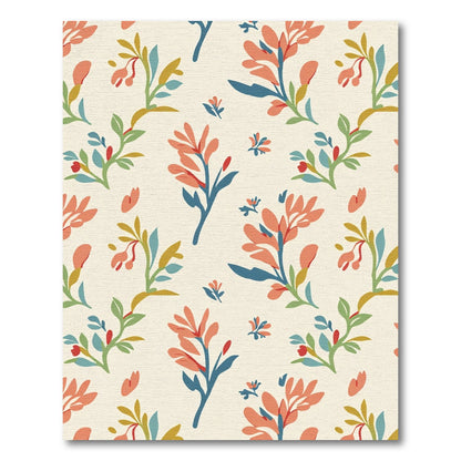 Coral Branch Foliage Cream Rug