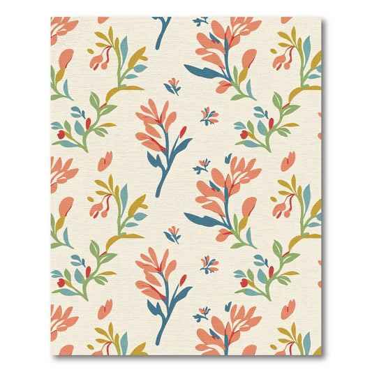 Coral Branch Foliage Cream Rug