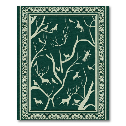 Forest Scene Deer Birds Woodland Rug