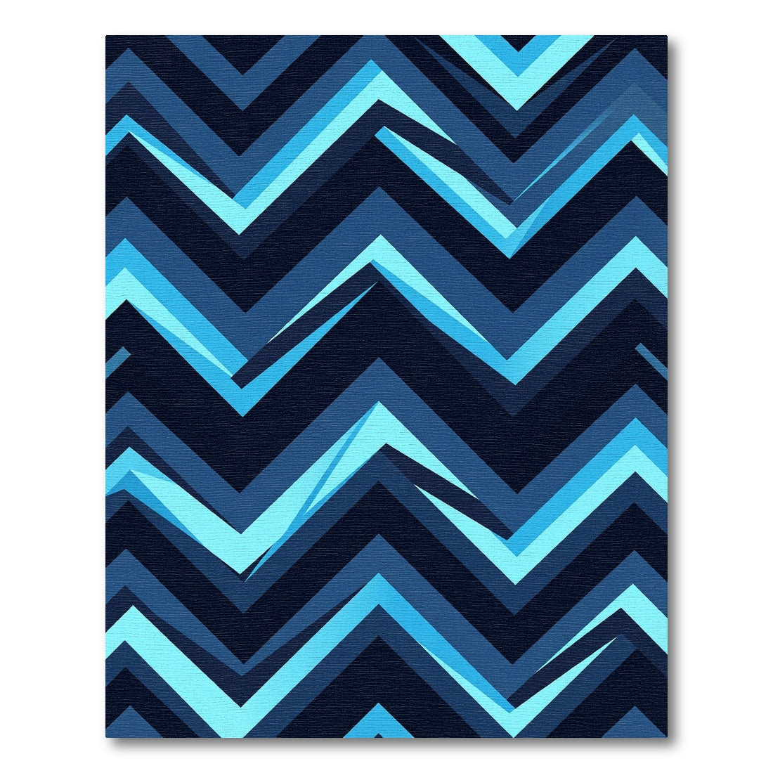 Deep Blue Geometric Chevron Rug