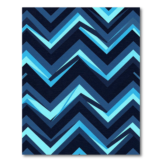 Deep Blue Geometric Chevron Rug