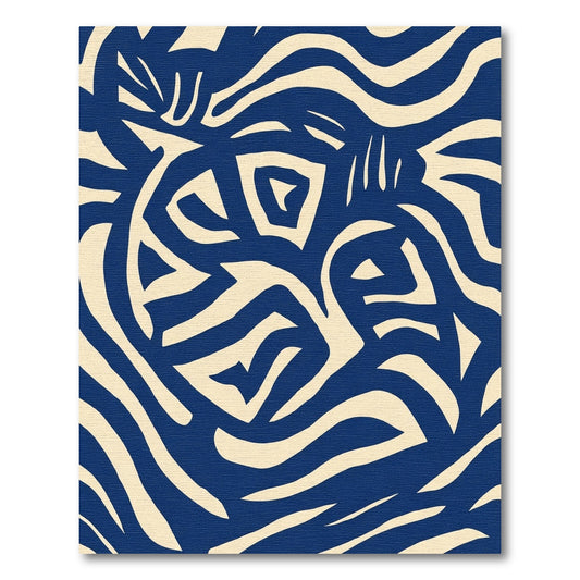 Abstract Indigo Wave Strokes Rug