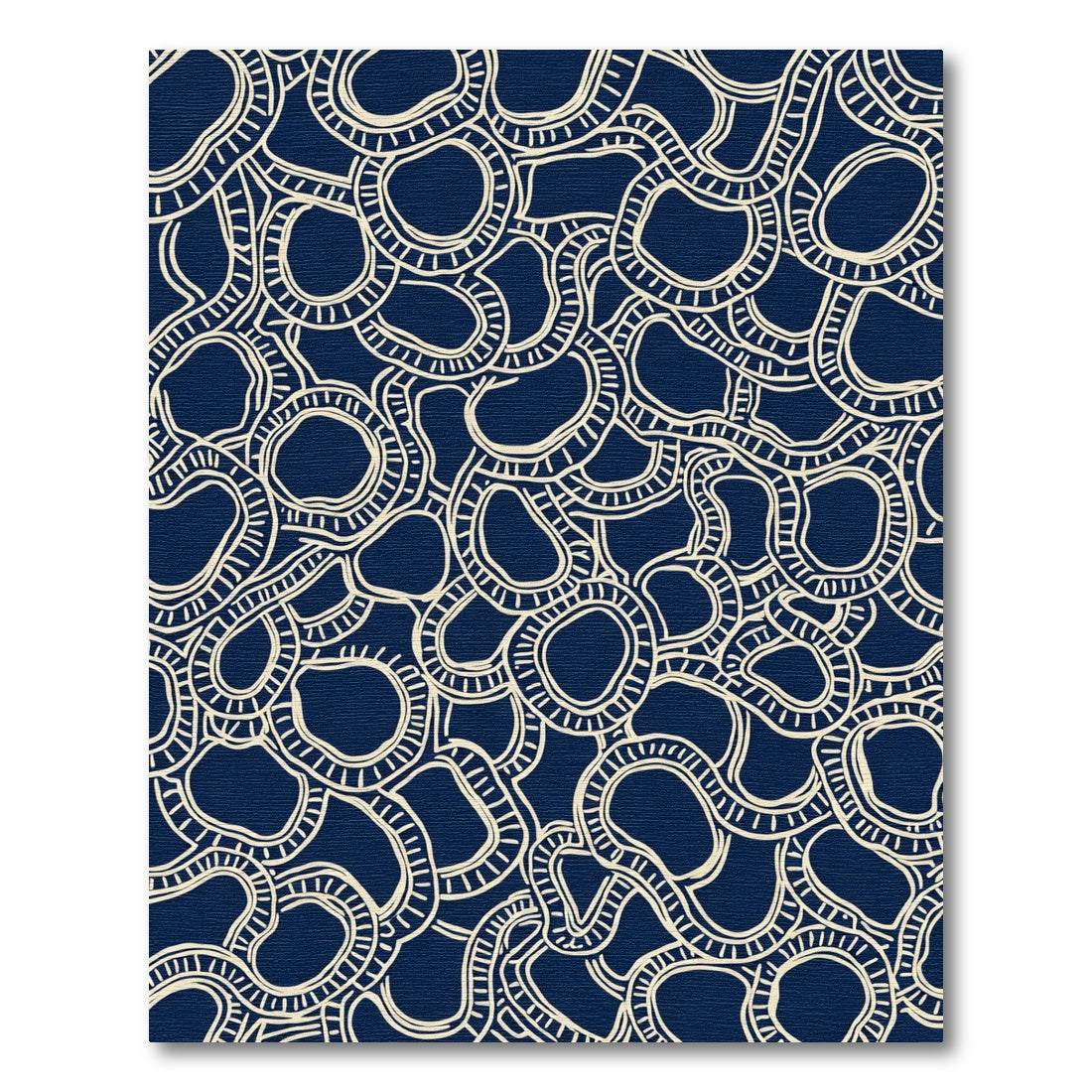 Navy Cream Flowing Organic Lines Rug