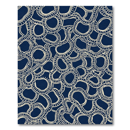 Navy Cream Flowing Organic Lines Rug