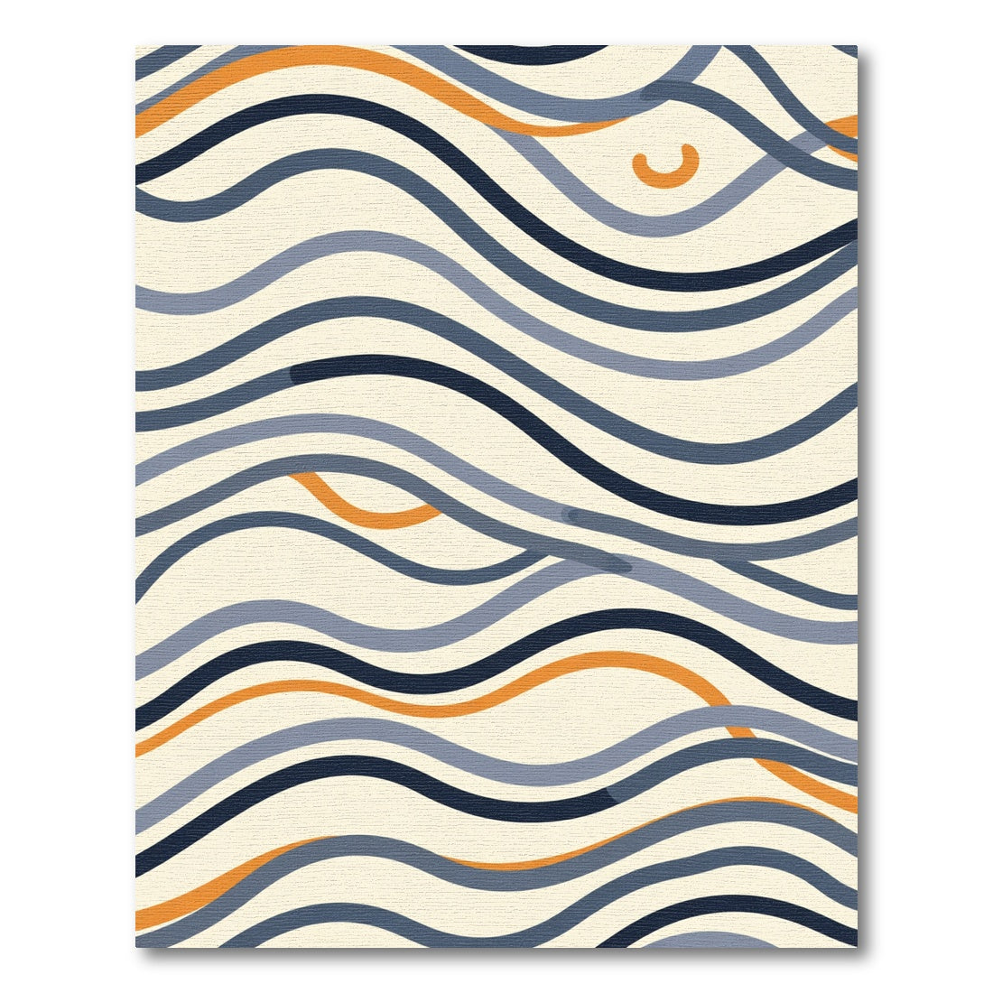 Cream Navy Orange Abstract Waves Rug