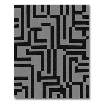 Geometric Black And Gray Maze Rug