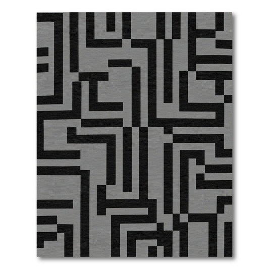 Geometric Black And Gray Maze Rug