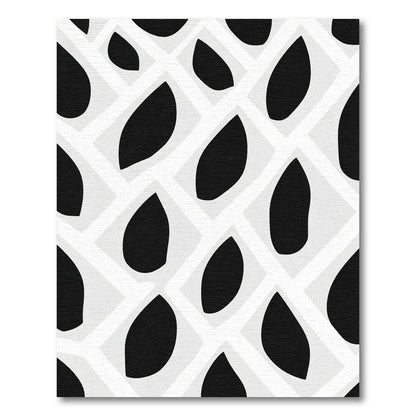 Black Organic Forms Grid Rug