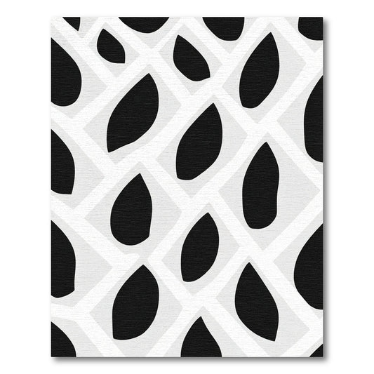 Black Organic Forms Grid Rug