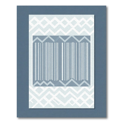 Pale Blue And White Geometric Stripes Rug