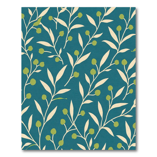 Teal Botanical Branch Berry Rug