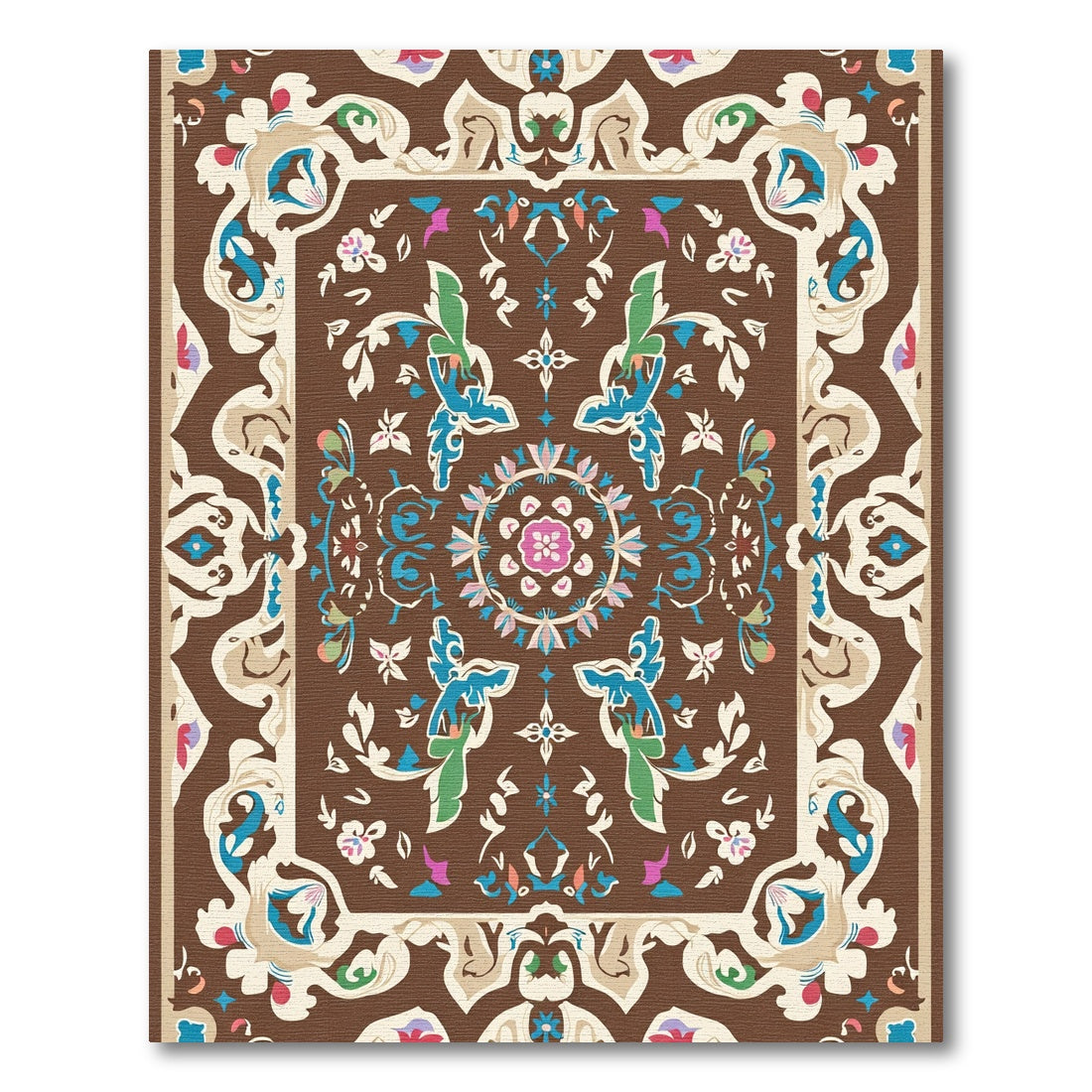 Brown Floral Medallion Rug