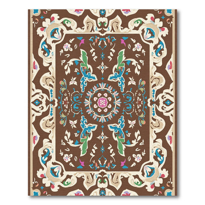 Brown Floral Medallion Rug