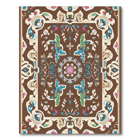 Brown Floral Medallion Rug