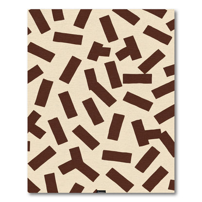Cream Brown Abstract Scattered Shape Rug