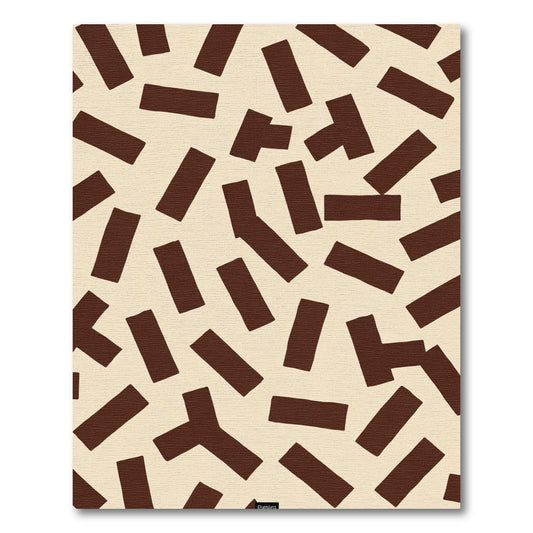 Cream Brown Abstract Scattered Shape Rug