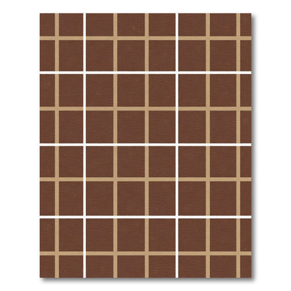Brown Tan Geometric Grid Rug