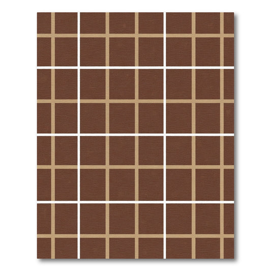 Brown Tan Geometric Grid Rug