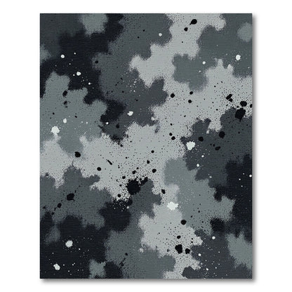 Grayscale Jagged Splatter Abstract Rug