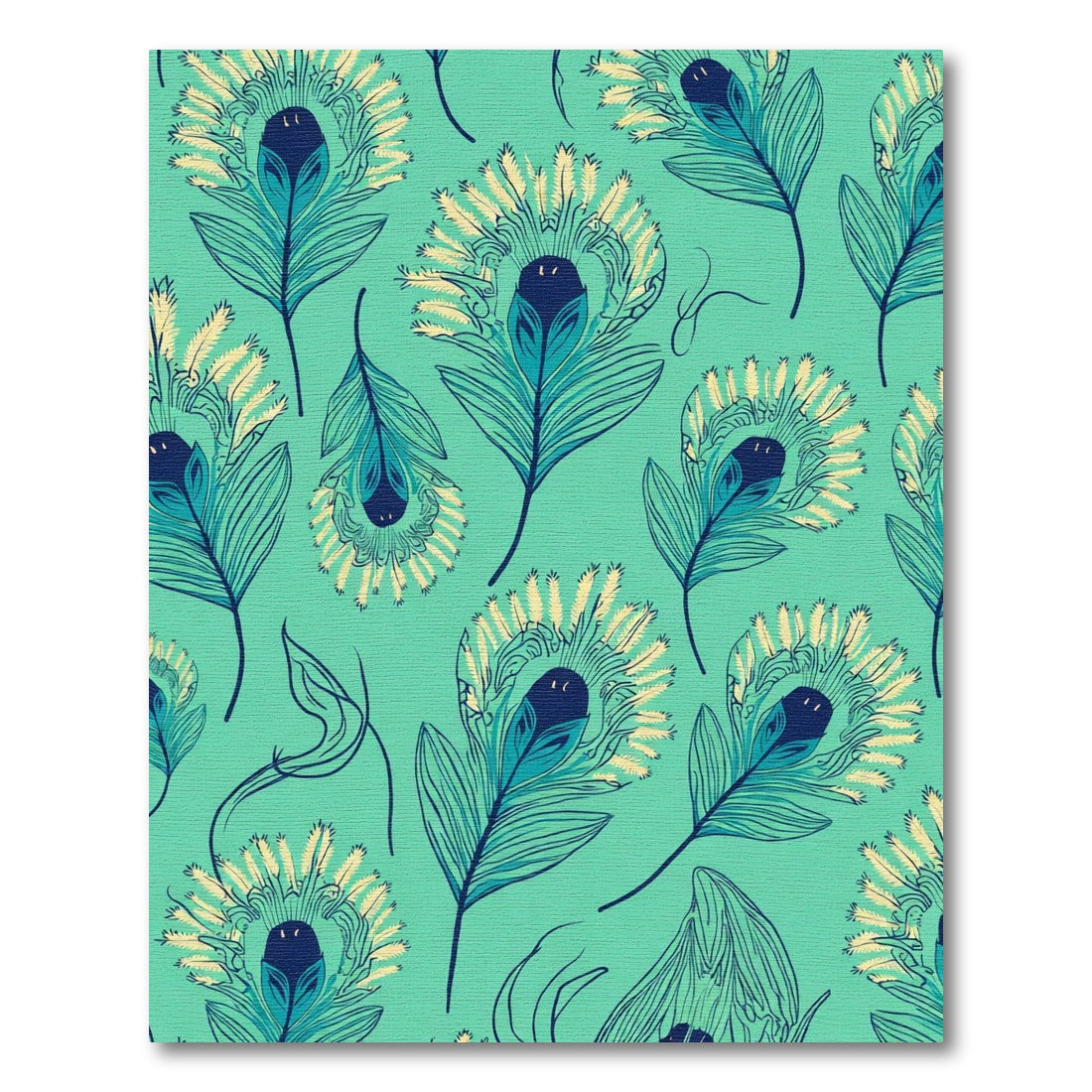 Aqua Teal Peacock Feather Graphic Rug