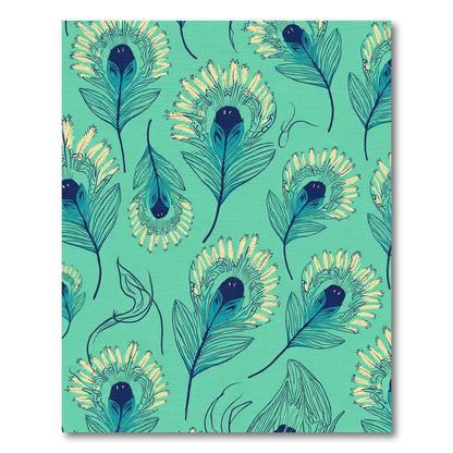 Aqua Teal Peacock Feather Graphic Rug
