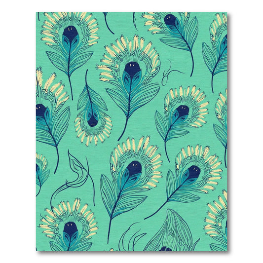 Aqua Teal Peacock Feather Graphic Rug