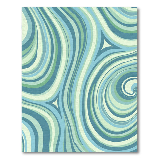Cool Aquamarine Swirl Abstract Rug