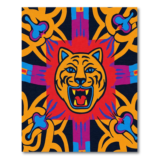 Bold Orange Tiger Roaring Sun Rug