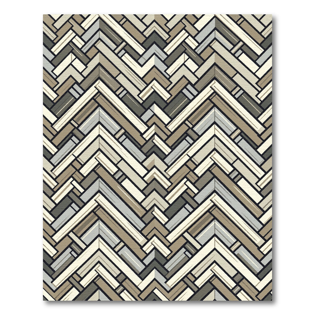Neutral Herringbone Geometric Chevron Woven Texture Rug