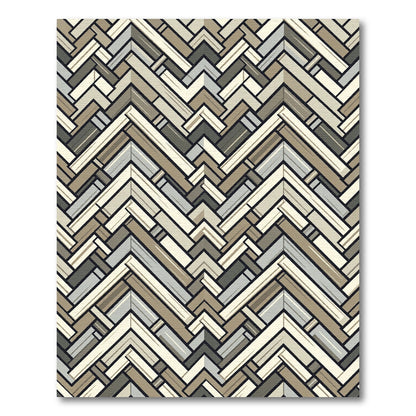 Neutral Herringbone Geometric Chevron Woven Texture Rug