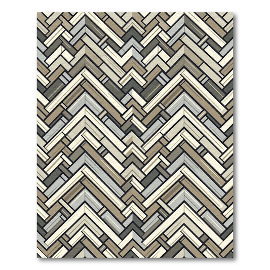 Neutral Herringbone Geometric Chevron Woven Texture Rug