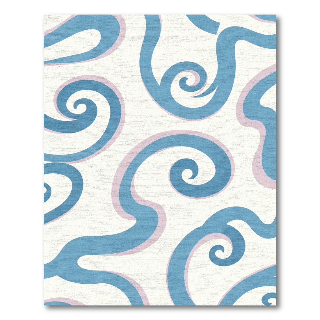 Blue Swirls on Cream Background Rug