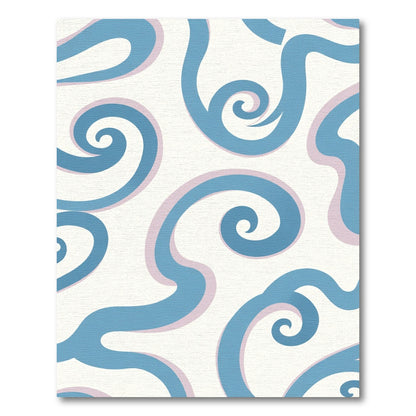 Blue Swirls on Cream Background Rug