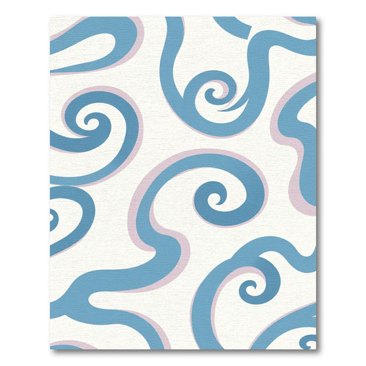 Blue Swirls on Cream Background Rug