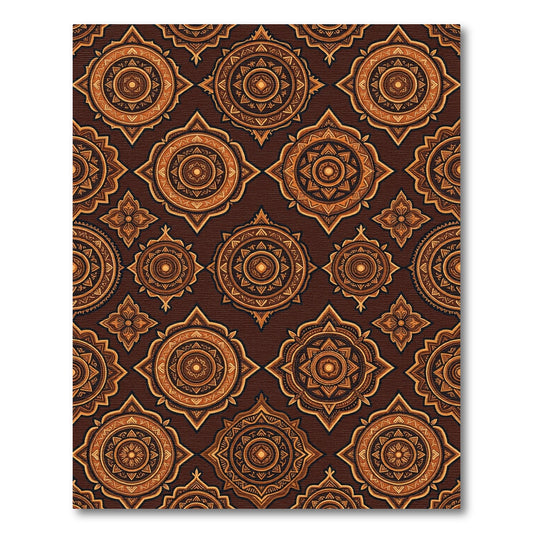 Brown Ochre Sunburst Mandala Rug