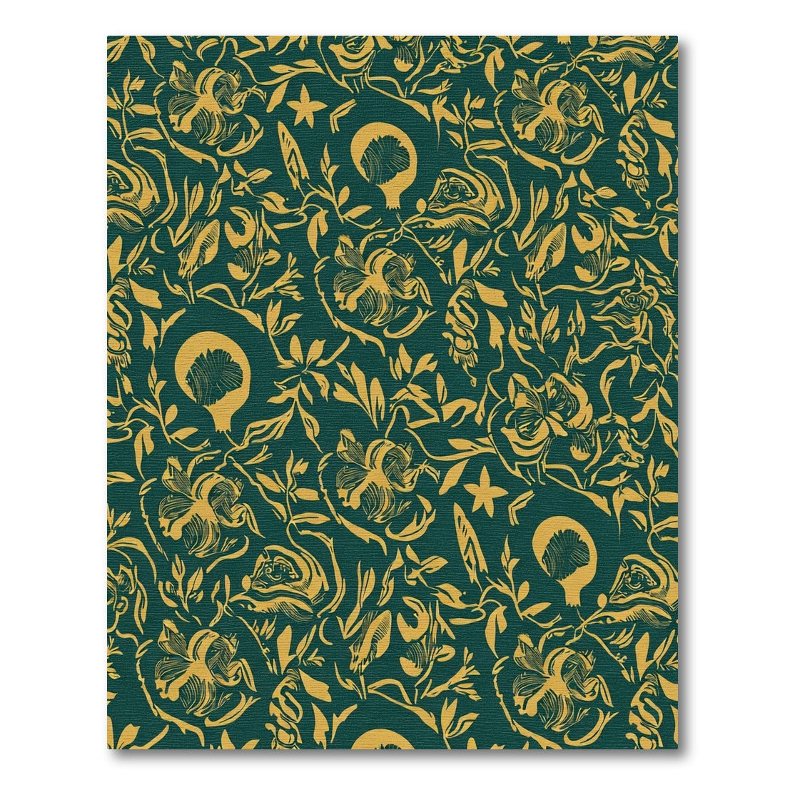 Golden Pomegranate Botanical Swirl Rug