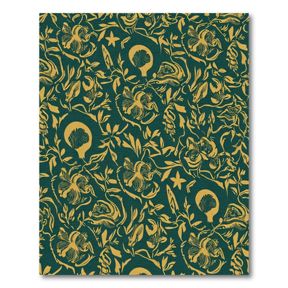 Golden Pomegranate Botanical Swirl Rug