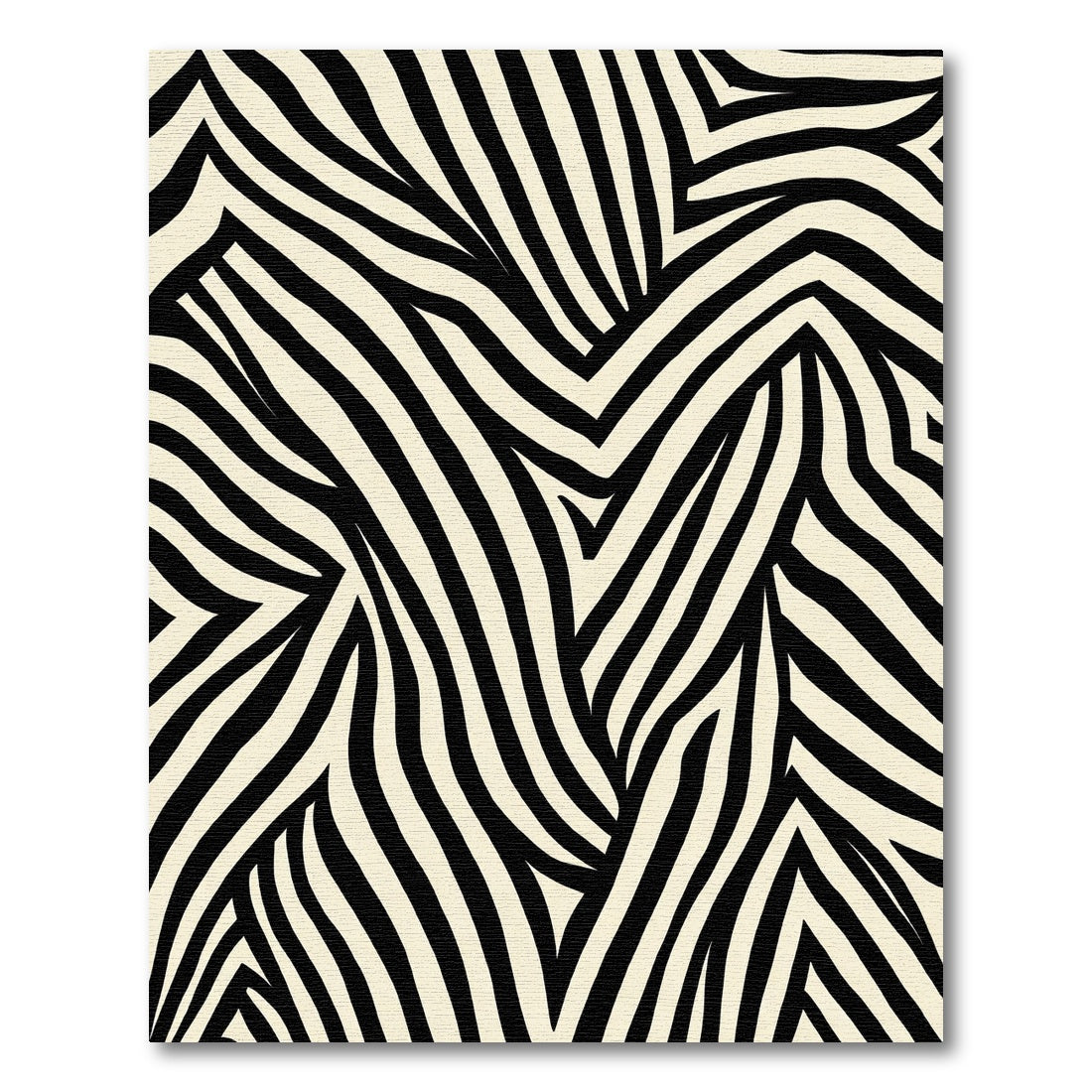 Cream Black Abstract Faux Zebra Strips Rug