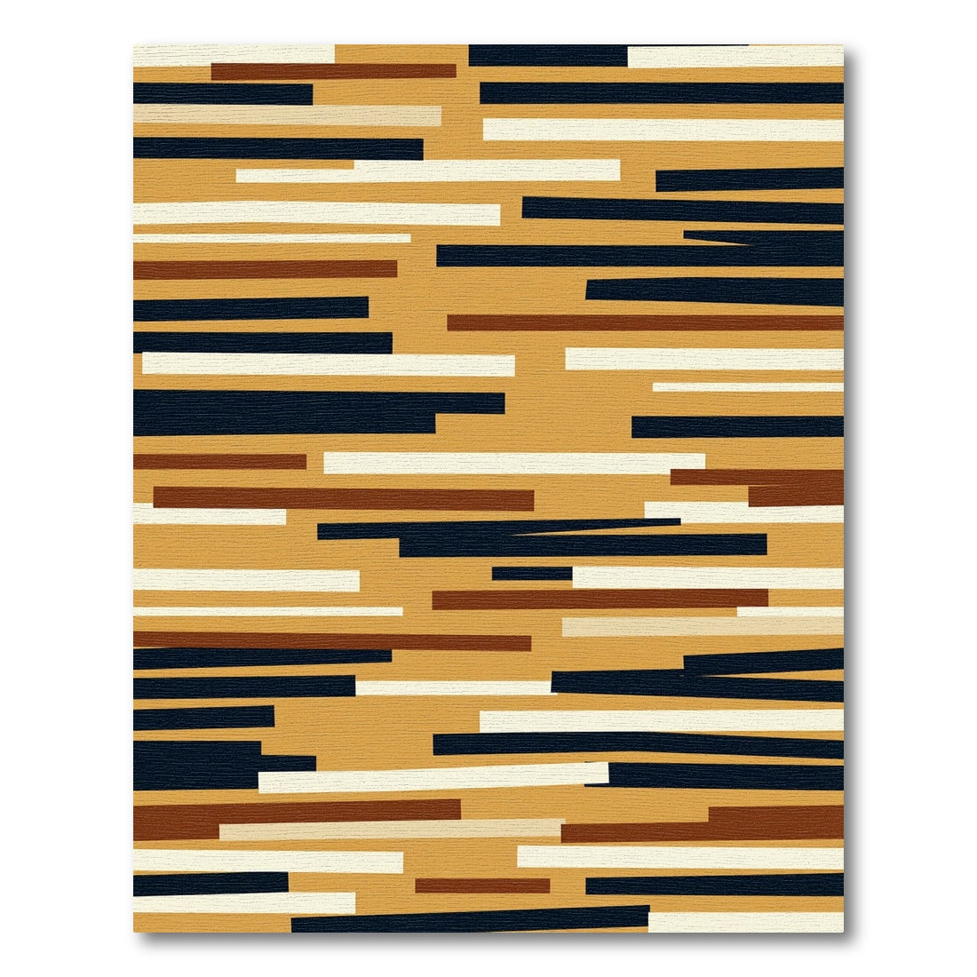 Abstract Gold And Navy Stripe Rug