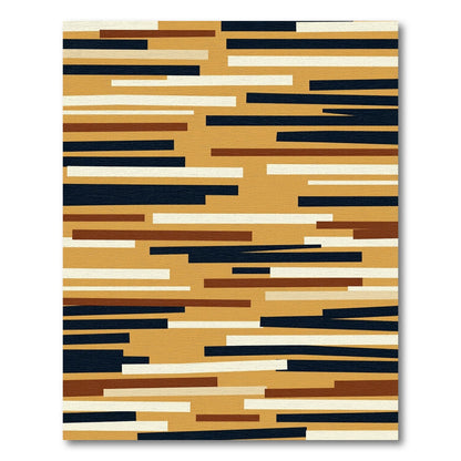Abstract Gold And Navy Stripe Rug
