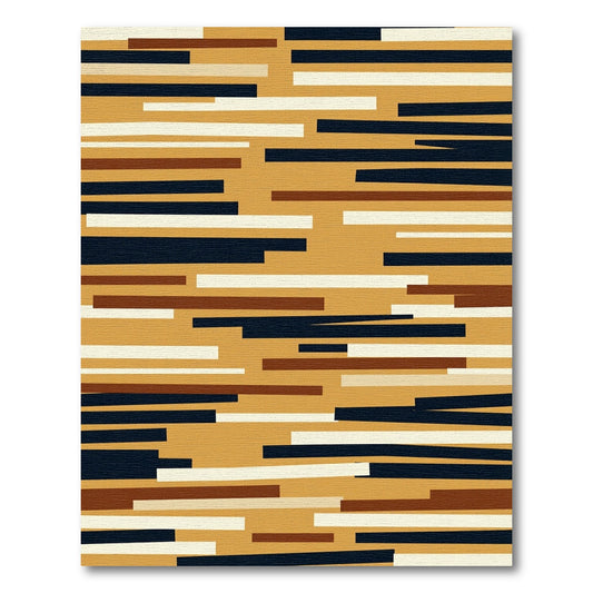 Abstract Gold And Navy Stripe Rug