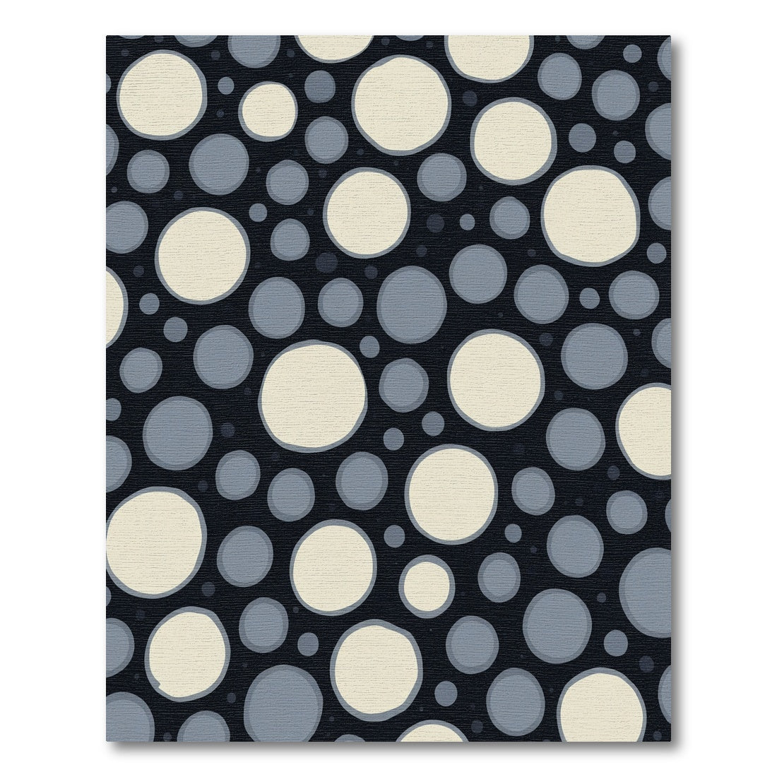 Dark Blue Cream Scatter Dot Round Rug