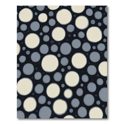 Dark Blue Cream Scatter Dot Round Rug